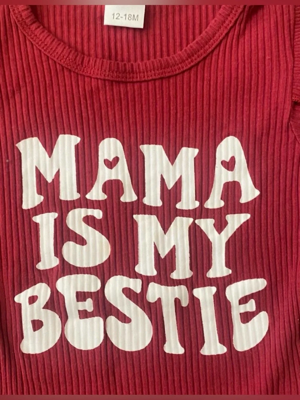 Mama Is My Bestie Red Ribbed Baby One-Piece - Picture 2 of 3